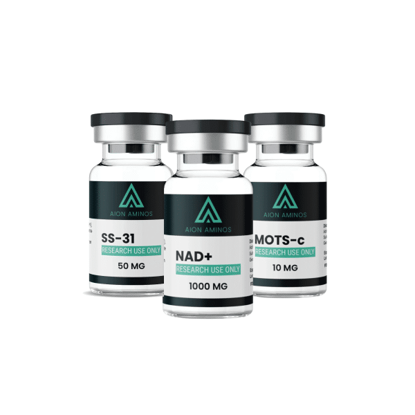 Mitochondrial Performance Bundle research peptide vials, Aion Aminos
